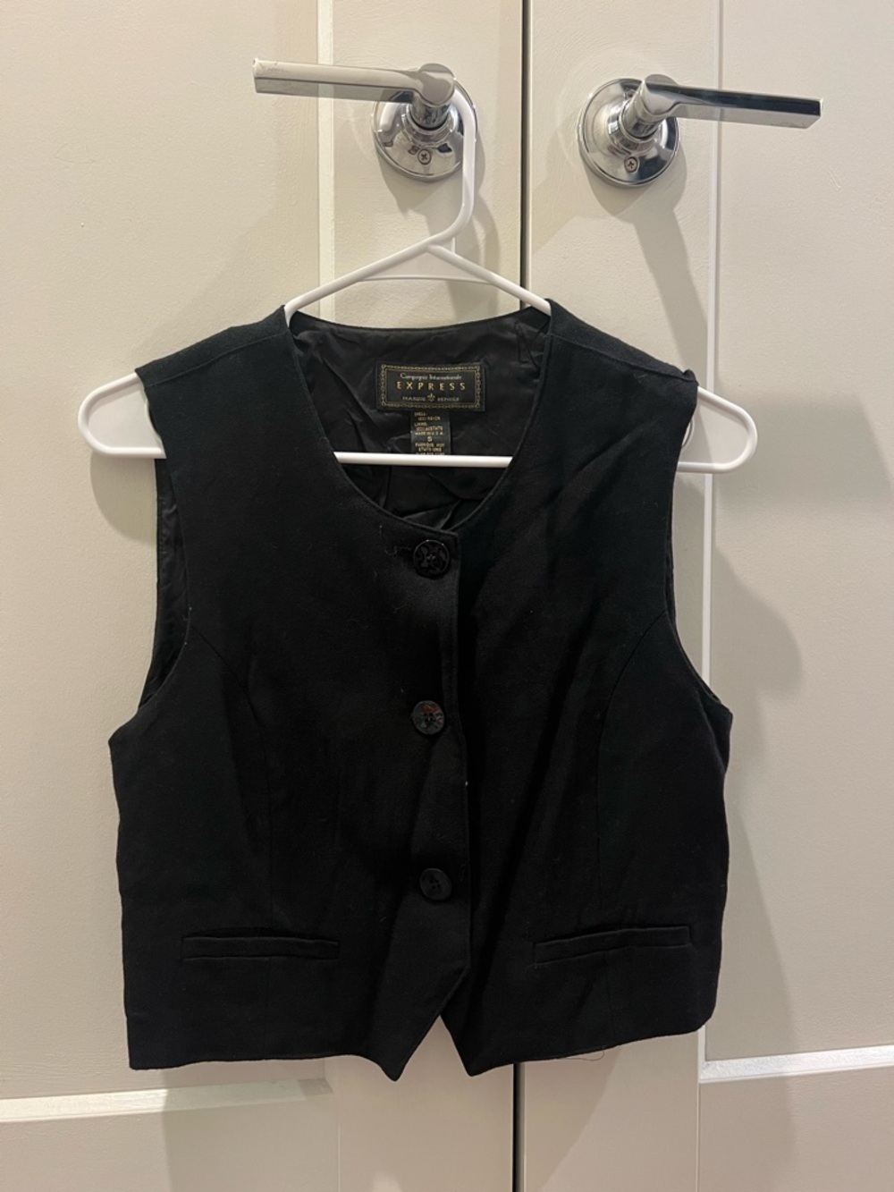 Express Women's Black Tailored Vest with Button Front